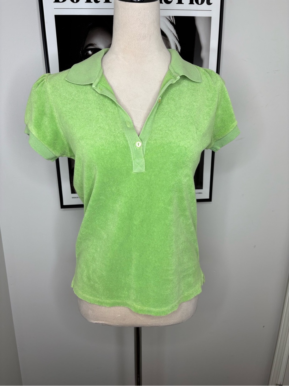 Classic Short-Sleeve Polo Top in Lime Green - Women